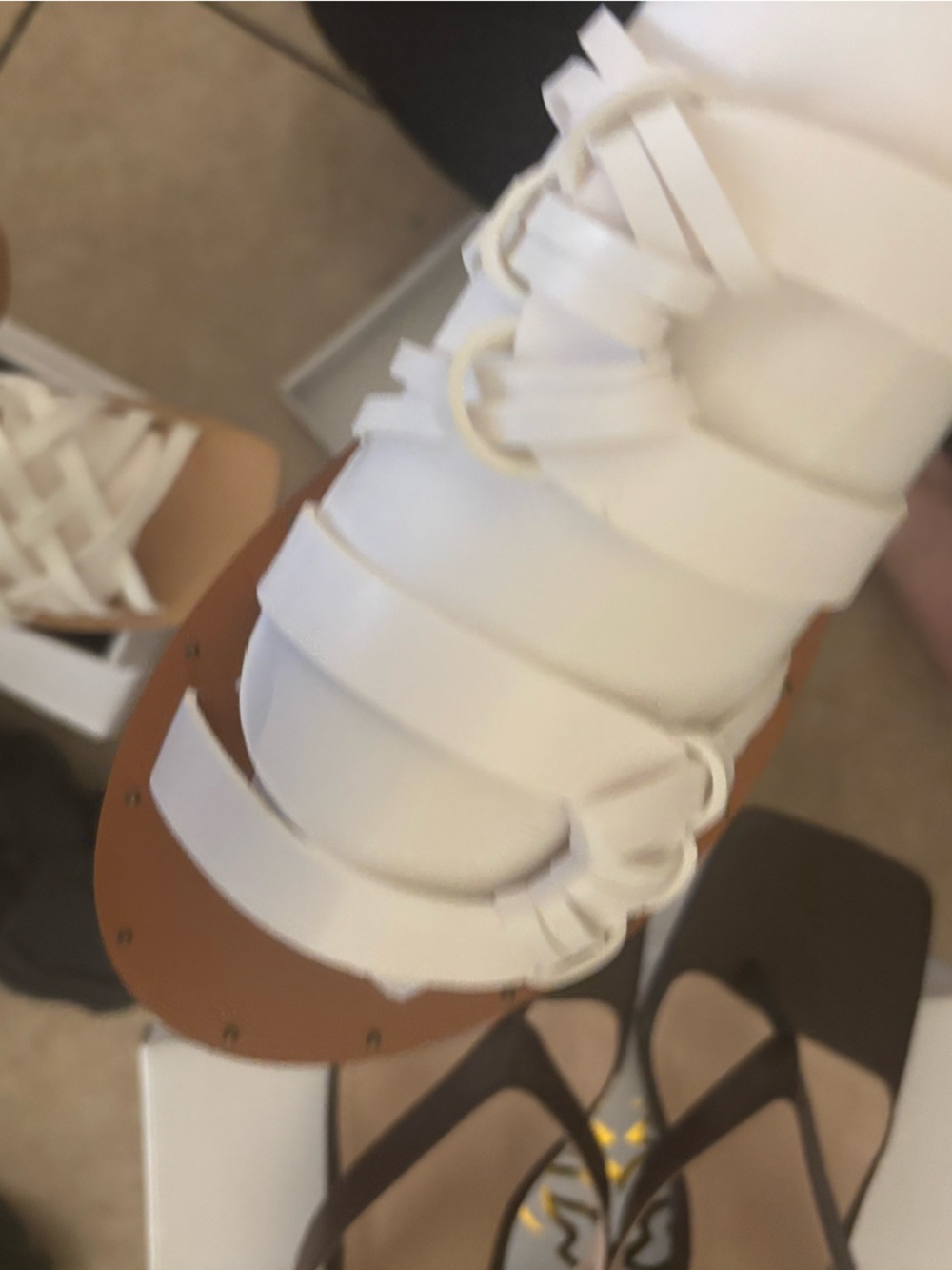 BEAST FASHION White Strappy Gladiator Sandal with Tan Sole